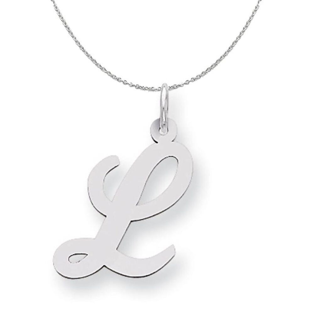 Silver Madison Collection LG Classic Script Initial L Necklace - 24 In